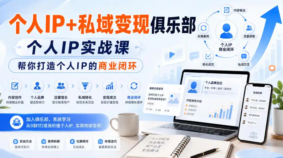 个人IP+私域变现俱乐部，个人IP实战课，帮你打造个人IP的商业闭环-来缘阁