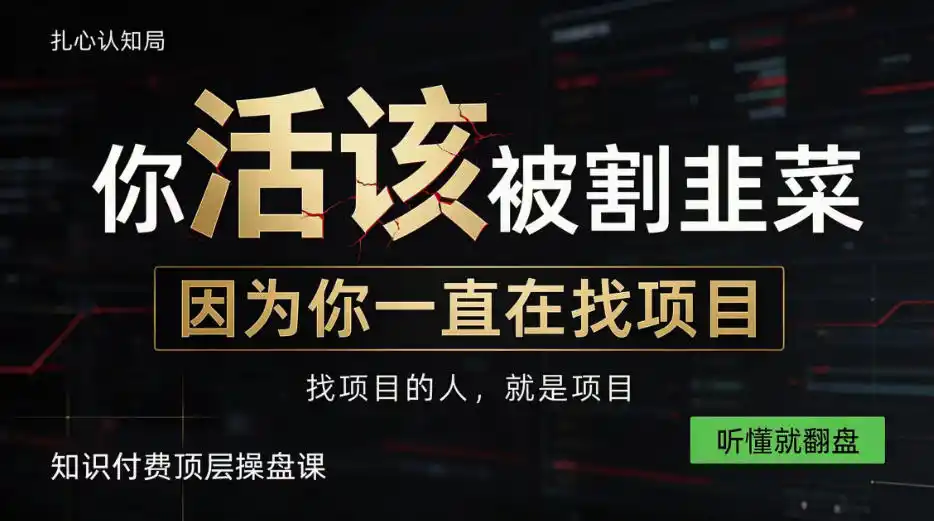 做项目不如卖项目，做知识付费自己当老板，知识付费顶层操盘课，听懂就翻盘【揭秘】-来缘阁