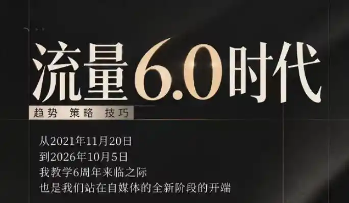 流量6.0时代直播课2026年10月,流量6.0时代的趋势、策略、技巧,2027年前,你的IP能否做起来,本场直播就是你的转折点(更新1012)