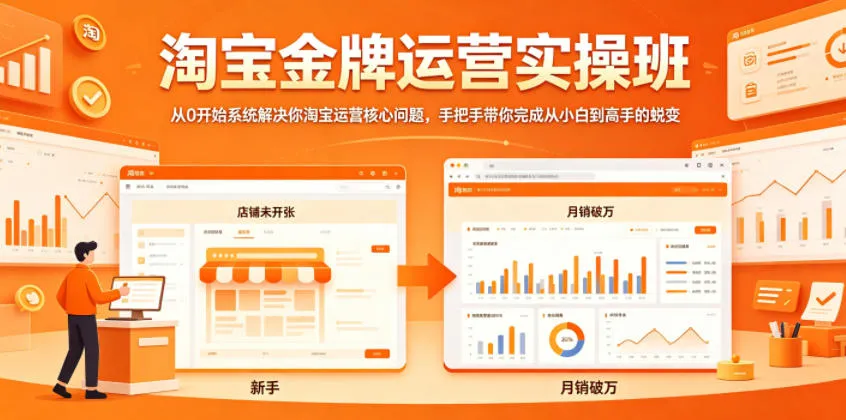 淘宝金牌运营实操班,从0开始系统解决你淘宝运营核心问题,手把手带你完成从小白到高手的蜕变-来缘阁