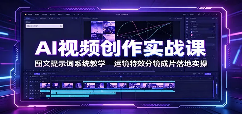 AI视频创作实战课:图文提示词系统教学,运镜特效分镜成片落地实操-来缘阁