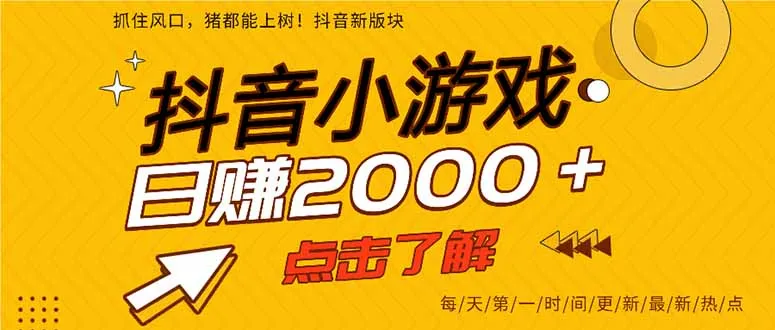 2025年爆火的抖音小游戏项目，一部手机日入2000+-来缘阁