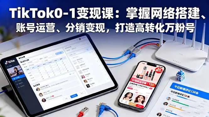 TikTok0-1变现课：掌握网络搭建、账号运营、分销变现，打造高转化万粉号-来缘阁