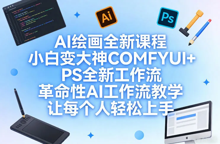 AI绘画全新课程，小白变大神COMFYUI+PS全新工作流，革命性AI工作流教学，让每个人轻松上手-来缘阁
