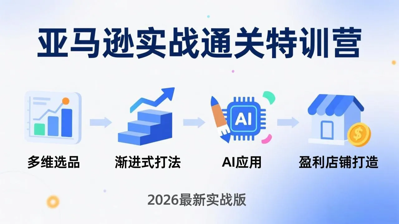 亚马逊实战通关特训营：2026年3月更新，多维选品+渐进式打法+AI应用，从0到1打造盈利店铺-来缘阁