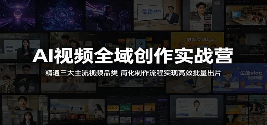 AI视频全域创作实战营：精通三大主流视频品类，简化制作流程实现高效批量出片-来缘阁