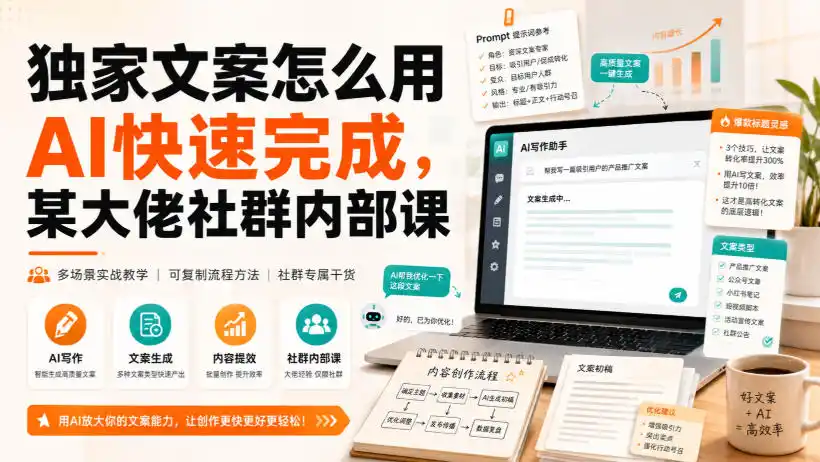 独家文案怎么用AI快速完成，某大佬社群内部课-来缘阁