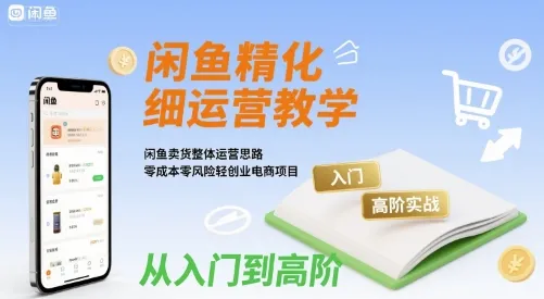 闲鱼精细化运营入门+高阶实战教学，闲鱼卖货整体运营思路，零成本零风险轻创业电商项目-来缘阁
