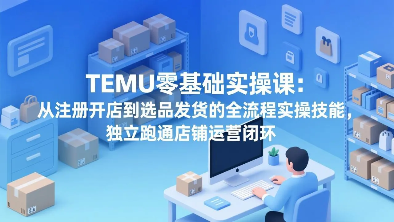 TEMU零基础实操课：从注册开店到选品发货的全流程实操技能，独立跑通店铺运营闭环-来缘阁