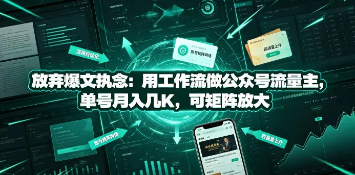 放弃爆文执念：用工作流做公众号流量主，单号月入几K，可矩阵放大-来缘阁