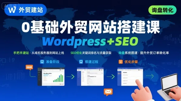 WordPress外贸建站+SEO优化课程，手把手教你从0到1搭建可获得询盘的外贸网站-来缘阁