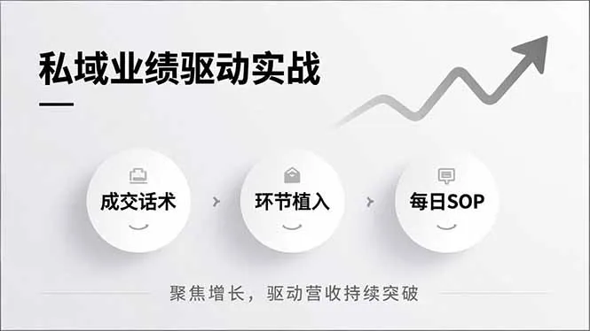 私域业绩驱动实战，成交话术、环节植入、每日SOP，聚焦增长，驱动营收持续突破-来缘阁