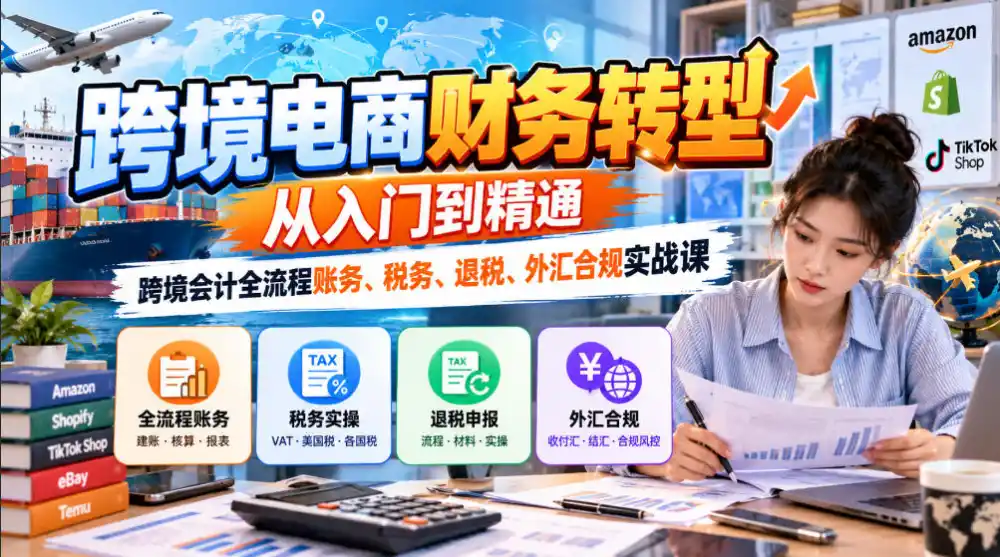 跨境电商财务转型：从入门到精通｜跨境会计全流程账务、税务、退税、外汇合规实战课-来缘阁