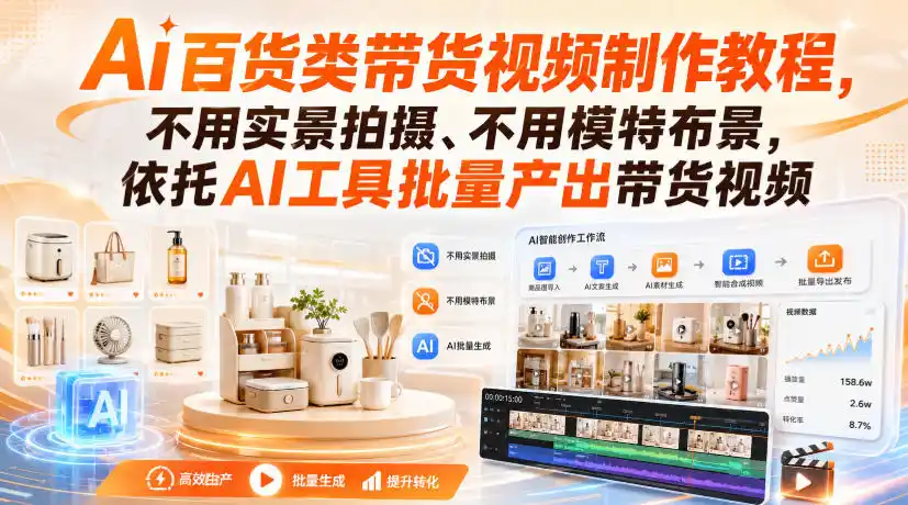 Ai百货类带货视频制作教程，不用实景拍摄、不用模特布景，依托AI工具批量产出带货视频-来缘阁