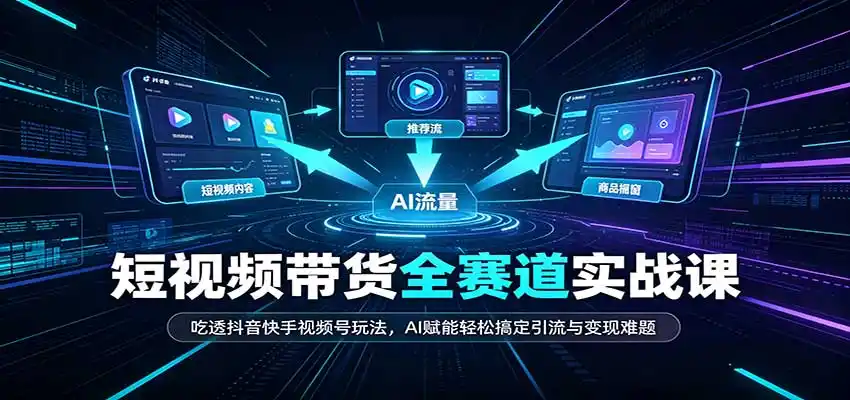 短视频带货全赛道：吃透抖音快手视频号玩法，AI赋能轻松搞定引流与变现难题-来缘阁