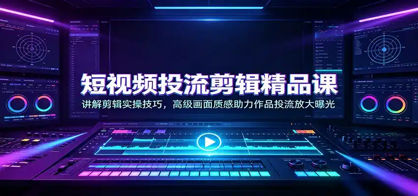 短视频投流剪辑精品课：讲解剪辑实操技巧，高级画面质感助力作品投流放大曝光-来缘阁