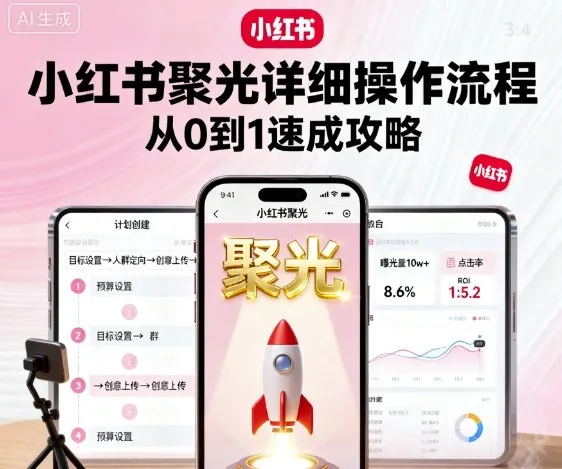 小红书聚光详细操作流程，小红书聚光从0到1速成攻略-来缘阁