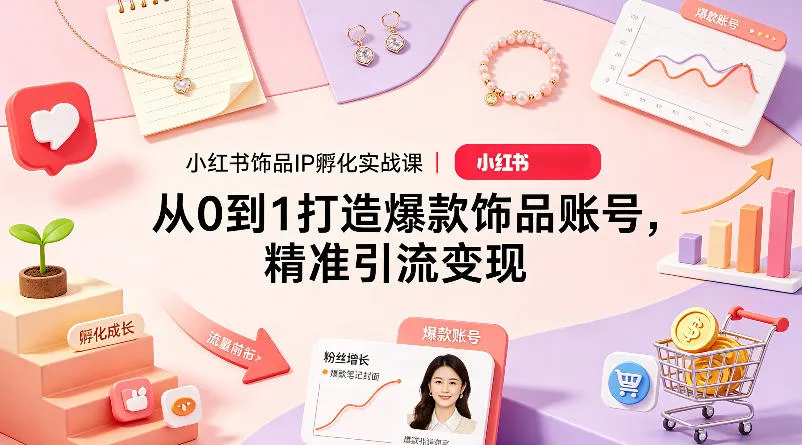 小红书饰品IP孵化实战课｜从0到1打造爆款饰品账号，精准引流变现-来缘阁