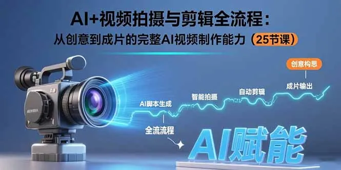 AI+视频拍摄与剪辑全流程：从创意到成片的完整AI视频制作能力(25节课-来缘阁