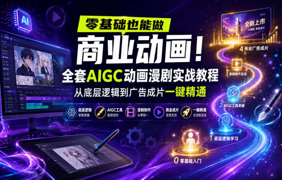 零基础也能做商业动画!全套AIGC动画漫剧实战教程,从底层逻辑到广告成片一键精通(更新0905)-来缘阁