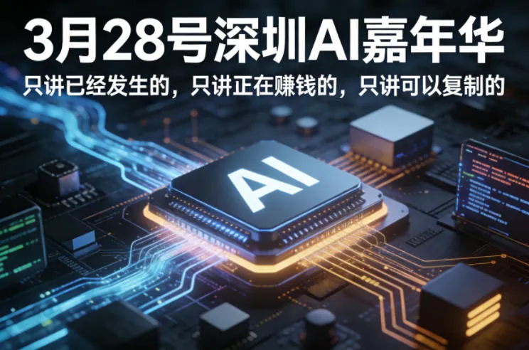 3月28号深圳AI嘉年华，只讲已经发生的，只讲正在賺钱的，只讲可以复制的-来缘阁