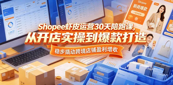 Shopee虾皮运营30天陪跑课,从开店实操到爆款打造,稳步撬动跨境店铺盈利增收-来缘阁