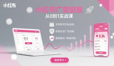 小红书广告投放从0到1的实战课，学完即可开始投放，拒绝无效广告消耗-来缘阁