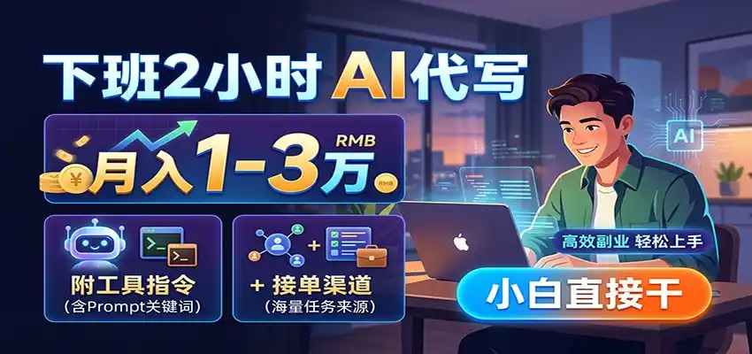 下班2小时AI代写,月入1-3万,附工具指令+接单渠道,小白直接干-来缘阁