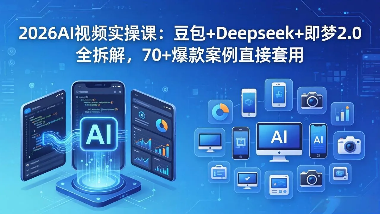 2026AI视频实操课：豆包+Deepseek+即梦2.0全拆解，70+爆款案例直接套用-来缘阁