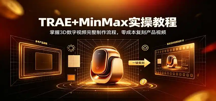 TRAE+MinMax实操教程：3D数字视频完整制作流程，零成本复刻产品视频-来缘阁