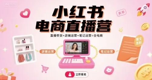 小红书电商直播营，直播带货+店铺运营+笔记运营=全电商-来缘阁