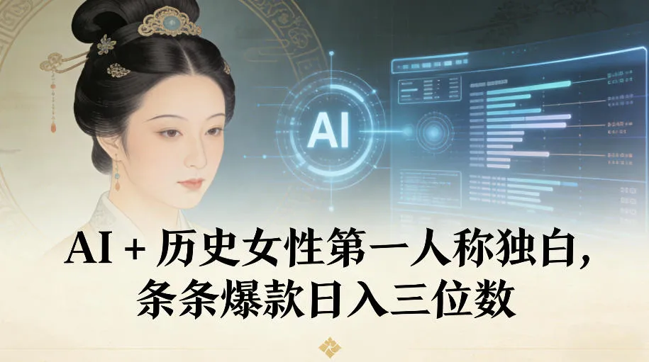 AI+历史女性第一人称独白，条条爆款日入三位数-来缘阁