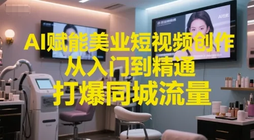 AI赋能美业短视频创作，从入门到精通，打爆同城流量，超级AI工具短视频实操落地-来缘阁