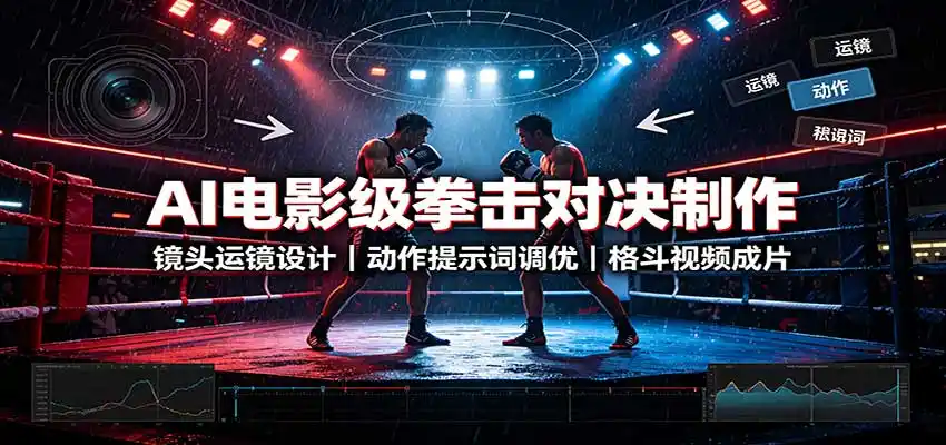 AI电影级拳击对决制作：镜头运镜设计，动作提示词调优，格斗视频成片-来缘阁