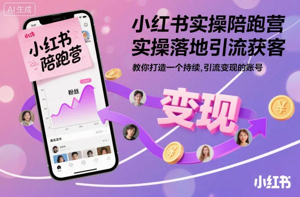 小红书实操陪跑营，实操落地引流获客，教你打造一个持续引流变现的账号-来缘阁