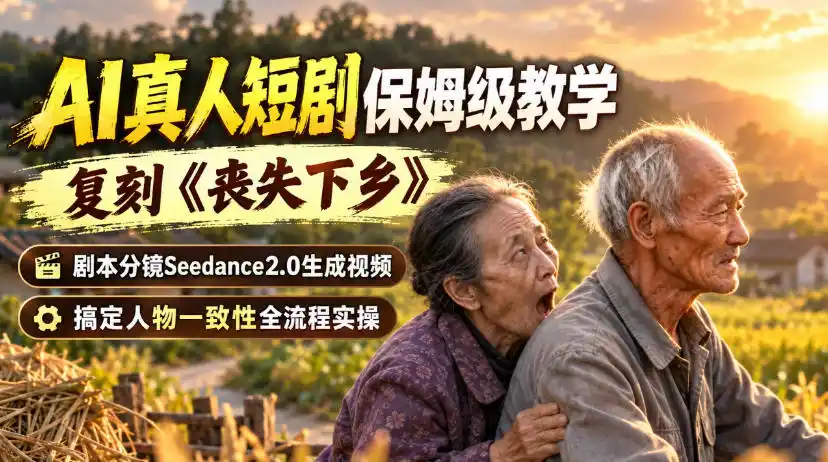 AI真人短剧保姆级教学，复刻《丧失下乡》，剧本分镜Seedance2.0生成视频，搞定人物一致性全流程实操-来缘阁