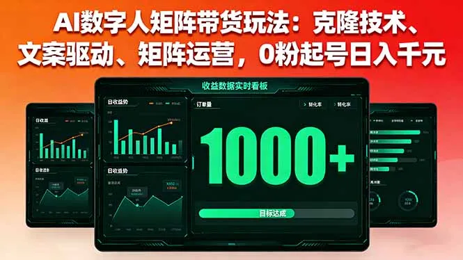 AI数字人矩阵带货玩法：克隆技术、文案驱动、矩阵运营，0粉起号日入千元-来缘阁