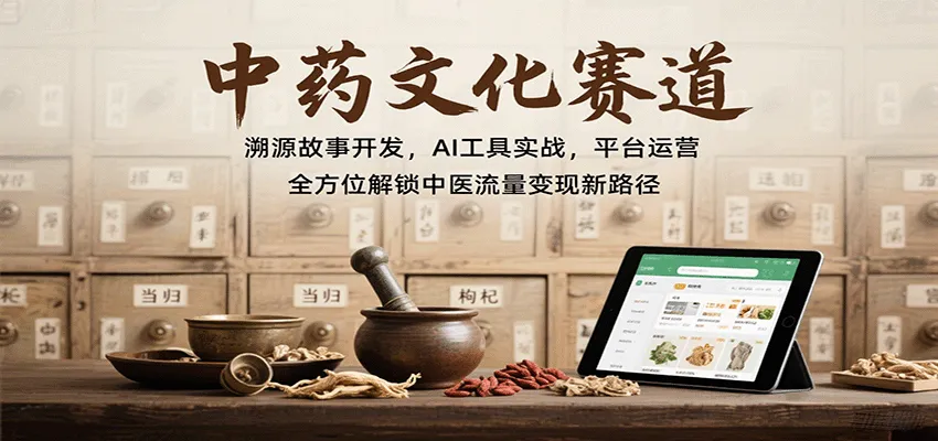 图片[1]-中药文化赛道：溯源故事开发，AI工具实战，平台运营，全方位解锁中医流量变现新路径-来缘阁