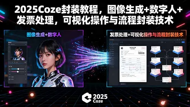 2025Coze封装教程，图像生成+数字人+发票处理，可视化操作与流程封装技术-来缘阁
