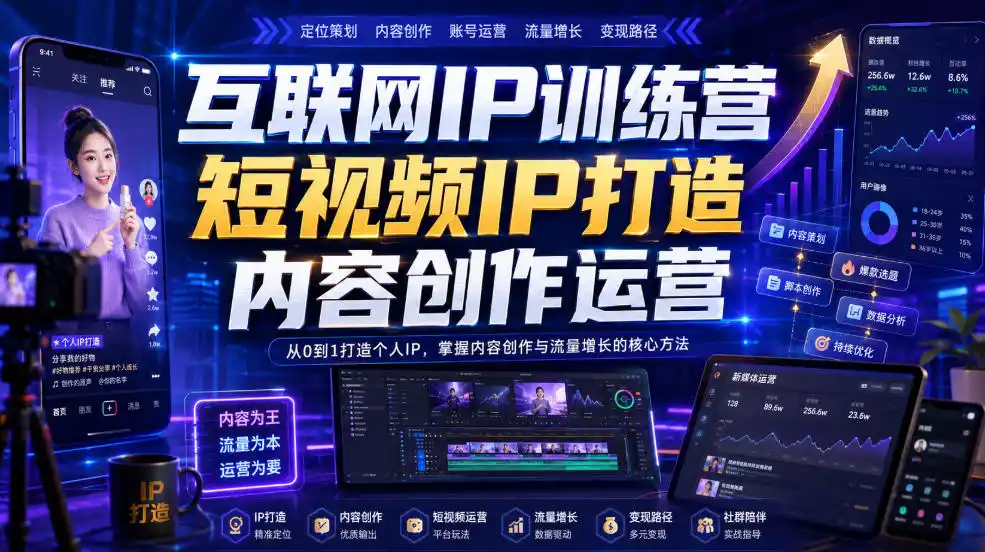 互联网IP训练营，短视频IP打造，内容创作运营-来缘阁