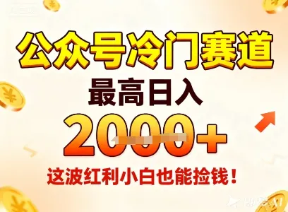 公众号冷门赛道，最高日入1k+，这波红利小白也能捡钱！-来缘阁