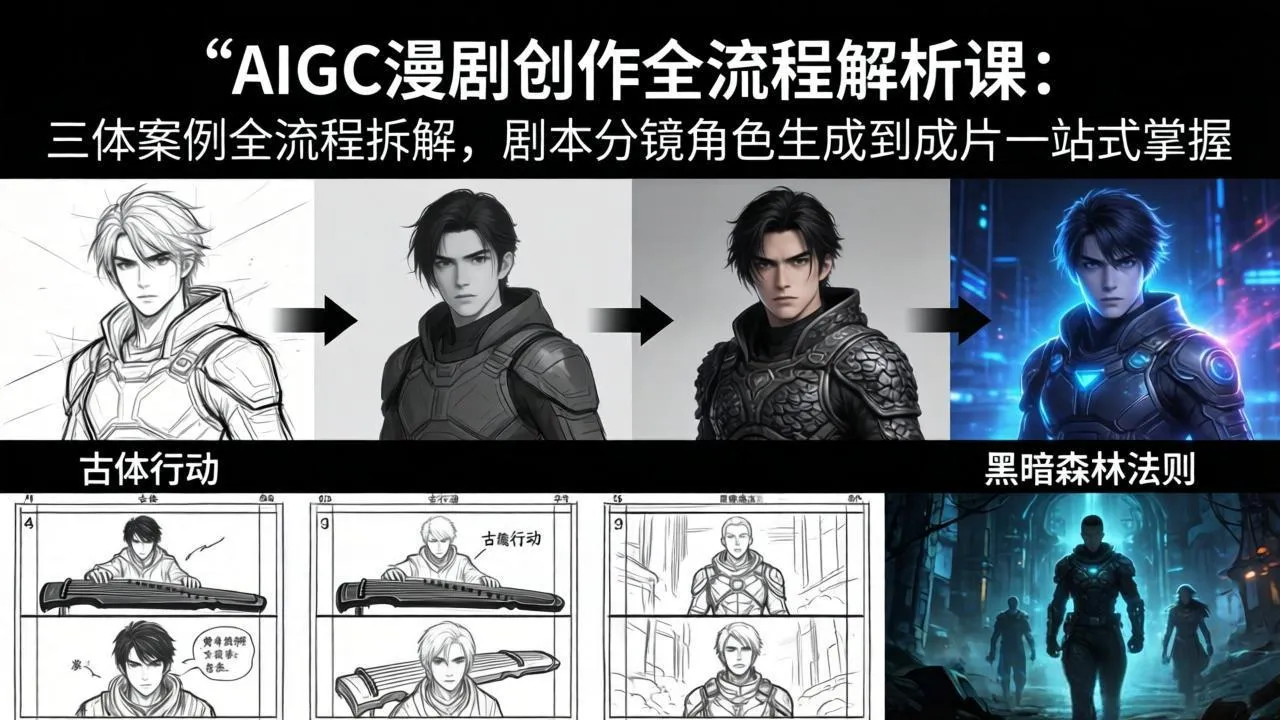 AIGC漫剧创作全流程解析课：三体案例全流程拆解，剧本分镜角色生成到成片一站式掌握-来缘阁