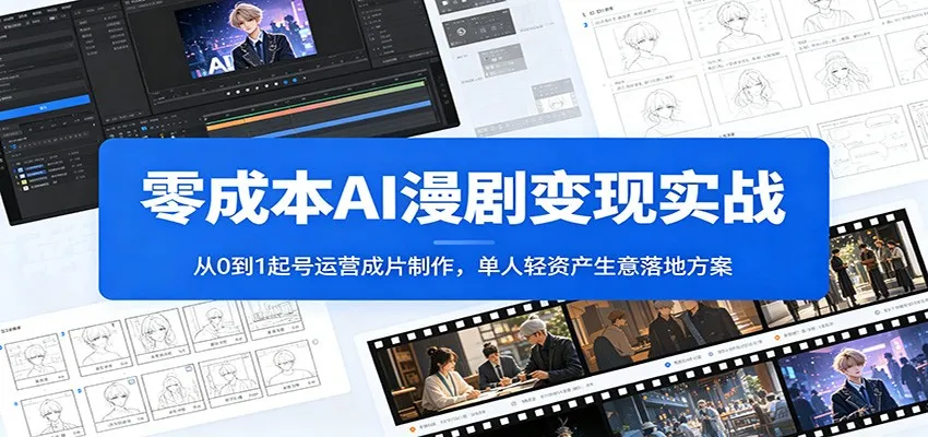 零成本AI漫剧变现实战：从0到1起号运营成片制作，单人轻资产生意落地方案-来缘阁
