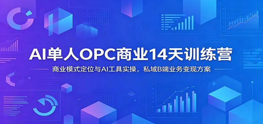 AI单人OPC商业14天训练营：商业模式定位与AI工具实操，私域B端业务变现方案-来缘阁