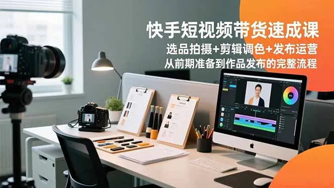 快手短视频带货速成课，选品拍摄+剪辑调色+发布运营，从前期准备到作品发布的完整流程-来缘阁