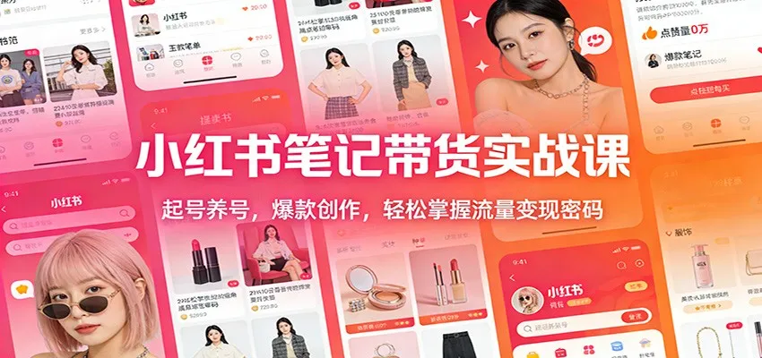 小红书笔记带货实战课：起号养号，爆款创作，轻松掌握流量变现密码-来缘阁