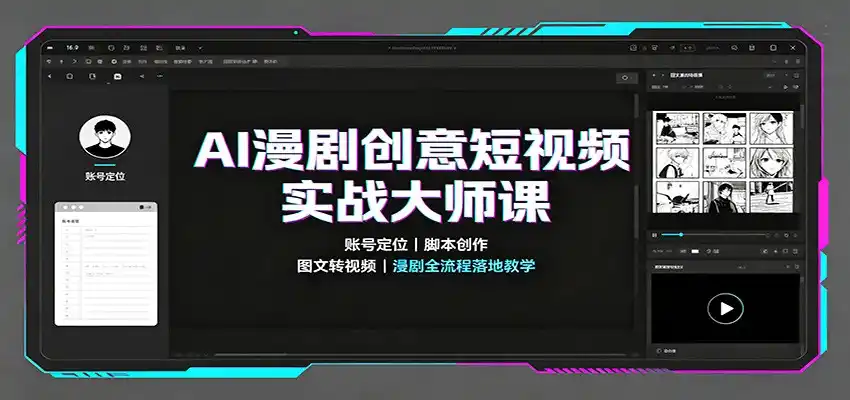 AI漫剧创意短视频实战大师课：账号定位脚本创作，图文转视频，漫剧全流程落地教学-来缘阁