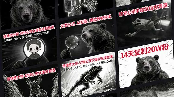 情绪放大镜-动物心理学爆款短视频课，文案公式、AI生图、多平台变现，14天复制20W粉-来缘阁