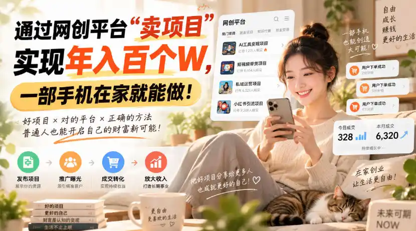 靠卖网创项目变现,一年拿下百万收益!一台手机就能操作!-来缘阁