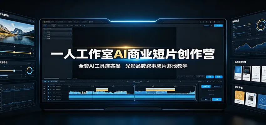 一人工作室AI商业短片创作营:全套AI工具库实操,光影品牌叙事成片落地教学-来缘阁